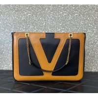 Inexpensive Valentino Viva Superstar Medium Nappa Leather Shopping Bag with Maxi VLogo 0013 Black/Brown 2025