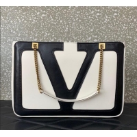Best Price Valentino Viva Superstar Medium Nappa Leather Shopping Bag with Maxi VLogo 0013 Black/White 2025