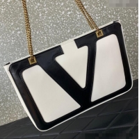 Best Price Valentino Viva Superstar Medium Nappa Leather Shopping Bag with Maxi VLogo 0013 Black/White 2025
