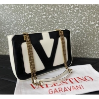 Cheap Grade Valentino Viva Superstar Small Nappa Leather Shopping Bag with Maxi VLogo 0014 Black/White 2025
