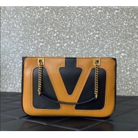 Best Price Valentino Viva Superstar Small Nappa Leather Shopping Bag with Maxi VLogo 0014 Black/Brown 2025