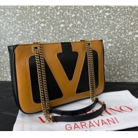 Best Price Valentino Viva Superstar Small Nappa Leather Shopping Bag with Maxi VLogo 0014 Black/Brown 2025