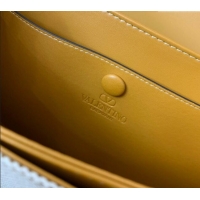 Free Shipping Valentino 9TO5 Shoulder Bag in Canvas and Calfskin V2015 Yellow/Beige 2025