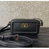 Big Discount Valentino Alltime Mini Shoulder Bag in Grainy Calfskin 6205 Black 2025