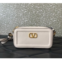 Luxury Cheap Valentino Alltime Mini Shoulder Bag in Grainy Calfskin 6205 White 2025