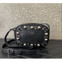 Low Cost Valentino Nellcote Crossbody Bag in Grainy Calfskin with Ball Studs 6207 Black 2025