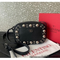 Low Cost Valentino Nellcote Crossbody Bag in Grainy Calfskin with Ball Studs 6207 Black 2025
