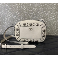 Promotional Valentino Nellcote Crossbody Bag in Grainy Calfskin with Ball Studs 6207 White 2025