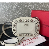 Promotional Valentino Nellcote Crossbody Bag in Grainy Calfskin with Ball Studs 6207 White 2025