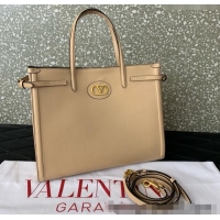 Big Discount Valentino Antibes Medium Shopping Bag in Calfskin with Slide Buckles 6220L Nude 2025