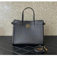 Buy Fashionable Valentino Antibes Medium Shopping Bag in Calfskin with Slide Buckles 6220L Black 2025