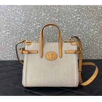 Traditional Specials Valentino Antibes Small Shopping Bag in Canvas with Slide Buckles 6220S 2025