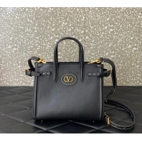 Top Grade Valentino Antibes Small Shopping Bag in Calfskin with Slide Buckles 6220S Black 2025