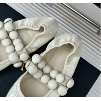 Buy Discount Alaia Sphere Ballet Flats in Patent Leather with Double Strap White AL100808 1008044