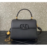 Most Popular Valentino Medium VSLING Grainy Calfskin Handbag 2828 Black 2025