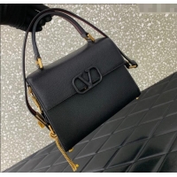 Most Popular Valentino Medium VSLING Grainy Calfskin Handbag 2828 Black 2025