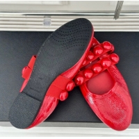 Pretty Style Alaia Sphere Ballet Flats in Patent Leather with Double Strap Red AL100808 1008045