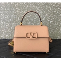 Famous Brand Valentino Medium VSLING Grainy Calfskin Handbag 2828 Light Pink 2025