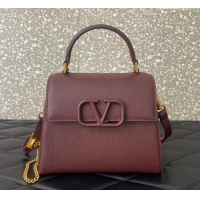 Big Discount Valentino Small VSLING Grainy Calfskin Handbag 2727 Dark Burgundy 2025