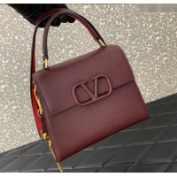 Big Discount Valentino Small VSLING Grainy Calfskin Handbag 2727 Dark Burgundy 2025