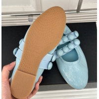 Classic Hot Alaia Sphere Ballet Flats in Patent Leather with Double Strap Light Blue AL100808 1008047