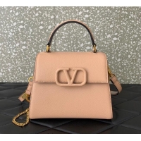 Good Quality Valentino Small VSLING Grainy Calfskin Handbag 2727 Light Pink 2025