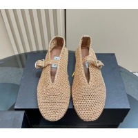Sumptuous Alaia Woven Ballet Flats Gold Beige 1112001