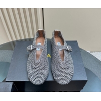 Popular Style Alaia Woven Ballet Flats Silver Grey 1112003