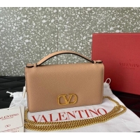 Top Grade Valentino VLogo Signature Grainy Calfskin Wallet with Chain VLTN068 Apricot 2025