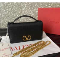 Buy Fashionable Valentino VLogo Signature Grainy Calfskin Wallet with Chain VLTN068 Black 2025