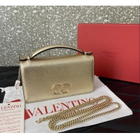 Cheap Price Valentino VLogo Signature Grainy Calfskin Wallet with Chain VLTN068 Light Gold 2025