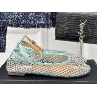 Durable Alaia Ballet Flats in Fishnet and Ankle Strap Light Green 1112007