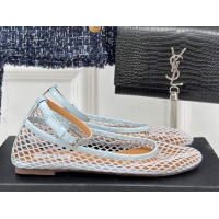 Charming Alaia Ballet Flats in Fishnet and Ankle Strap Light Blue 1112010