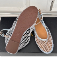Charming Alaia Ballet Flats in Fishnet and Ankle Strap Light Blue 1112010