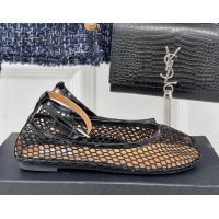 Best Product Alaia Ballet Flats in Fishnet and Ankle Strap Black 1112012
