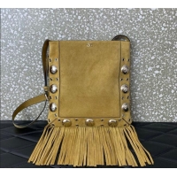 Best Product Valentino Nellcote Shoulder Bag in Suede with Fringes Tassel and Ball Studs 2033 Khaki 2025