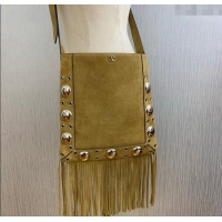 Best Product Valentino Nellcote Shoulder Bag in Suede with Fringes Tassel and Ball Studs 2033 Khaki 2025