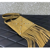 Well Crafted Valentino Nellcote Small Shoulder Bag in Suede with Fringes Tassel and Studs 2028 Khaki 2025