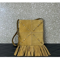 Reasonable Price Valentino Nellcote Shoulder Bag in Suede with Fringes Tassel and Studs 2027 Khaki 2025
