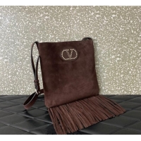 Grade Quality Valentino Nellcote Shoulder Bag in Suede with Stud VLogo Signature and Fringes Tassel 2026 Brown 2025
