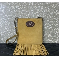 Promotional Valentino Nellcôte Shoulder Bag in Suede with Stud VLogo Signature and Fringes Tassel 2026 Khaki 2025
