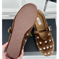 Perfect Alaia Ballet Flats in Puffer Velvet with Strass Brown 1112013
