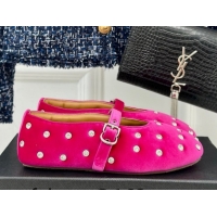 Best Product Alaia Ballet Flats in Puffer Velvet with Strass Dark Pink 1112018