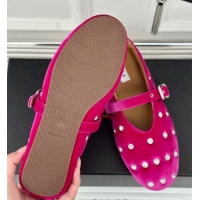 Best Product Alaia Ballet Flats in Puffer Velvet with Strass Dark Pink 1112018