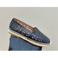 Buy Luxury Alaia Espadrilles Flats in Laser-cut leather Black 1112019