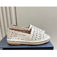Good Quality Alaia Espadrilles Flats in Laser-cut leather Light Beige A111204 1112022