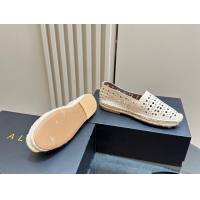 Good Quality Alaia Espadrilles Flats in Laser-cut leather Light Beige A111204 1112022