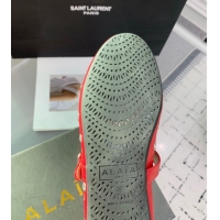 Most Popular Alaia Ballet Flat in Openwork Leather with Eyelet Red 1223011