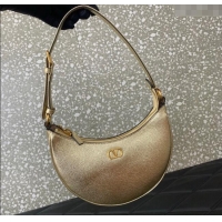 Famous Brand Valentino VLogo Signature mini hobo bag in Grainy Calfskin 5012 Gold 2025