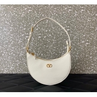 Good Quality Valentino VLogo Signature mini hobo bag in Grainy Calfskin 5012 White 2025
